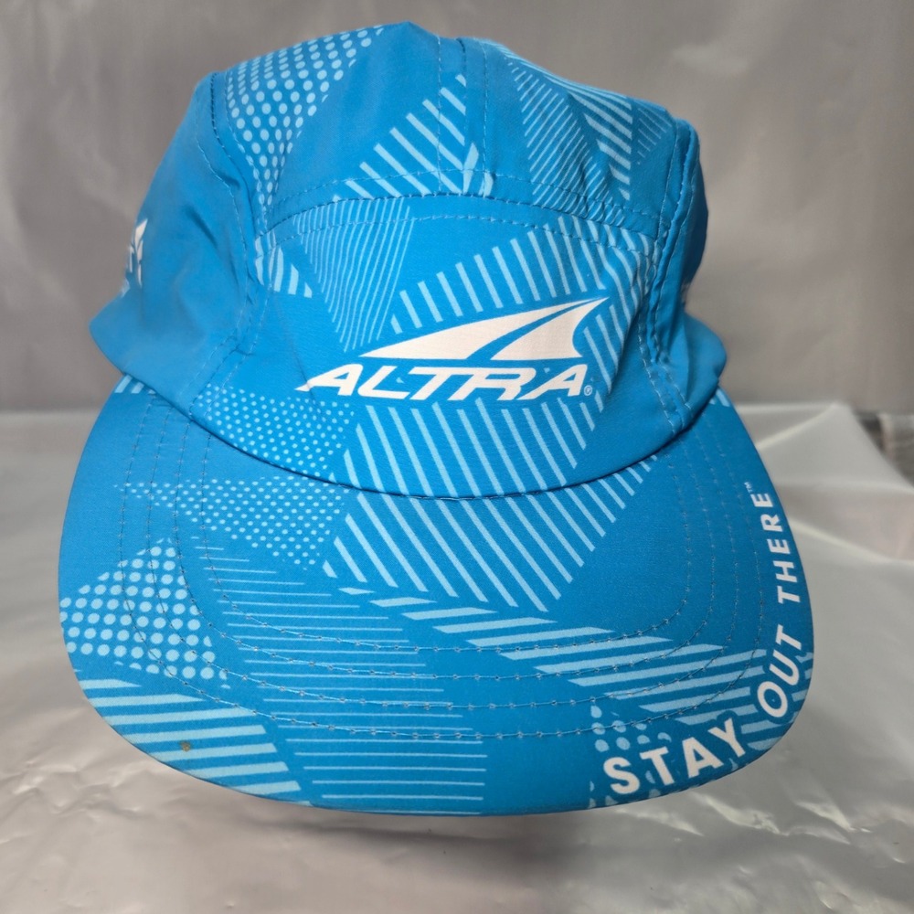 Altra Running Hat Boco Gear Blue Geometric 5 Panel Fleet Feet Austin One Size